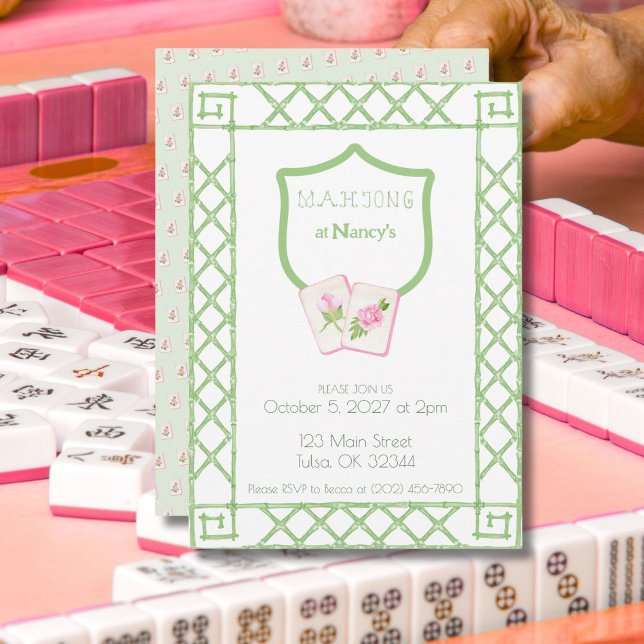 Invitation à une partie de Mahjong, bambou à fleur (Créateur téléchargé)