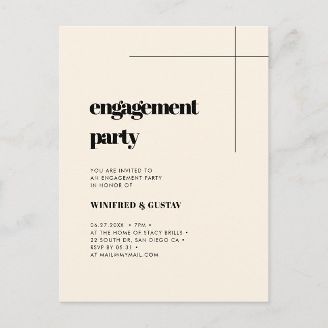 Invitation à une partie d'engagement Cream chic si (Devant)