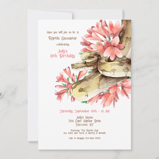 Invitation à une rencontre avec les reptiles (Devant)