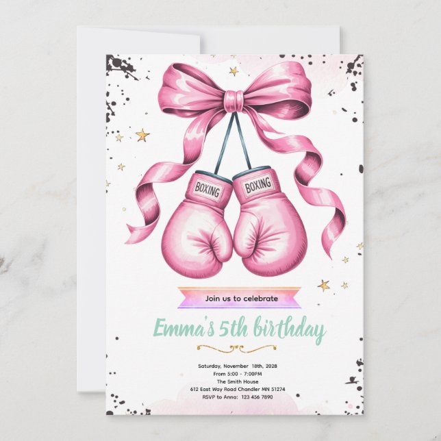 Invitation à une soirée à thème boxe féminine (Devant)