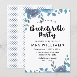 Invitation à une soirée Bachelorette Bleue