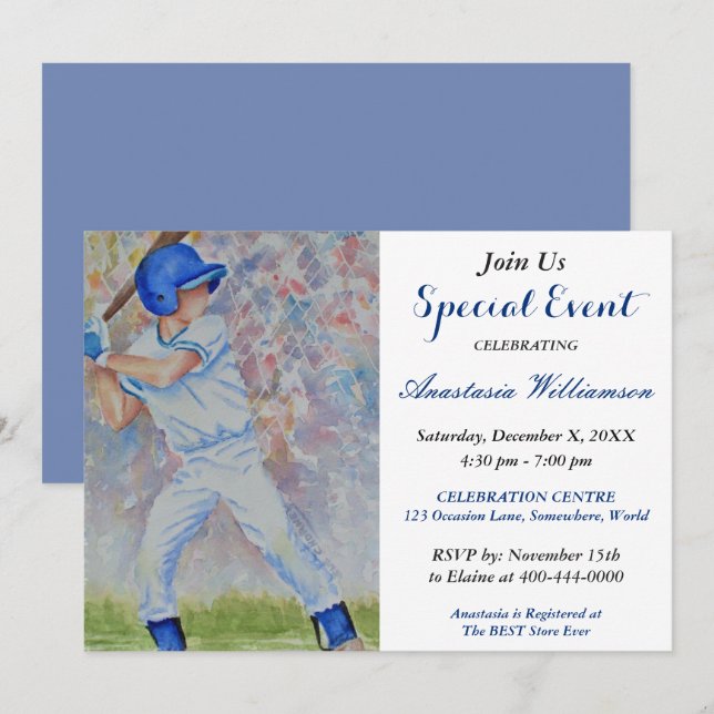 INVITATION À UNE SOIRÉE BASEBALL (Devant / Derrière)