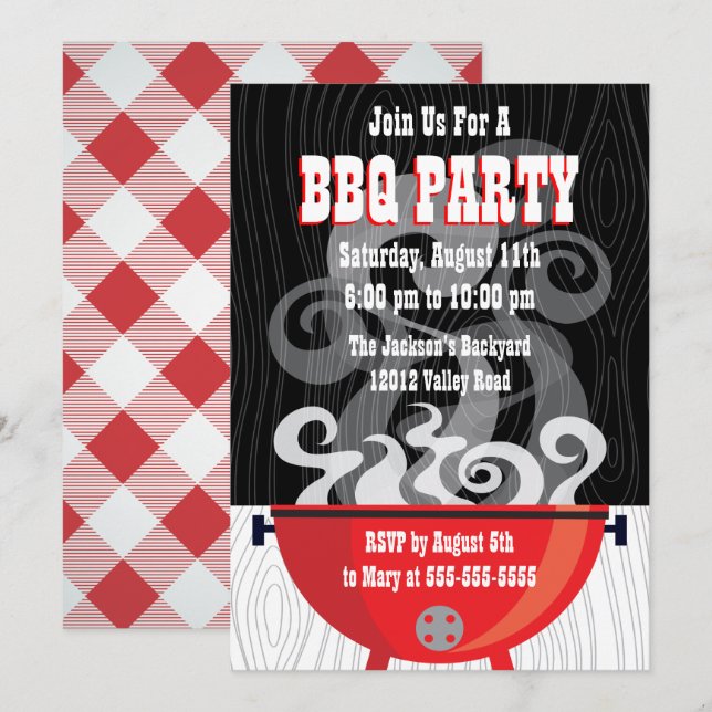 Invitation à une soirée BBQ Smokin (Devant / Derrière)