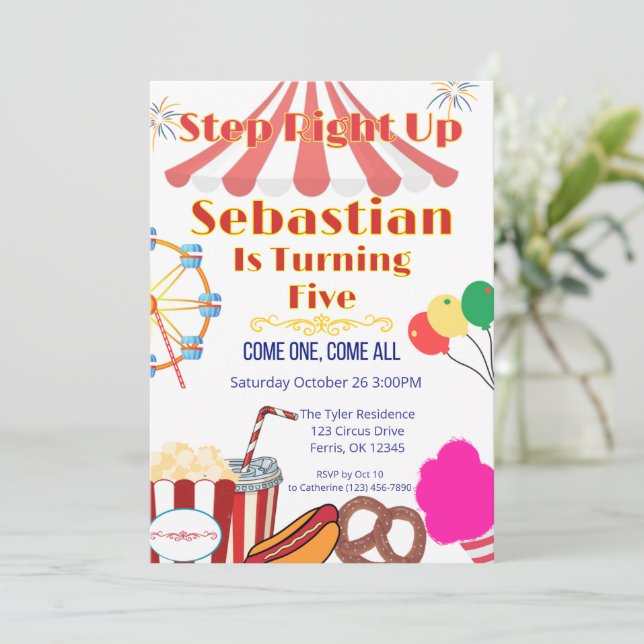 Invitation à une soirée Carnaval avec tente et sna (Debout devant)