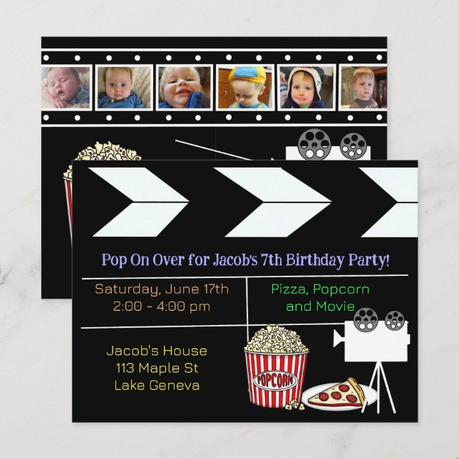 Invitation à une soirée cinéma pour un anniversair (Devant / Derrière)