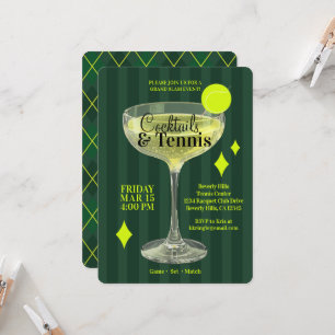 Invitation à une soirée cocktails et tennis (vert)