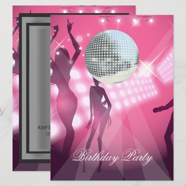 Invitation à une soirée d'anniversaire Disco Rétro (Devant / Derrière)
