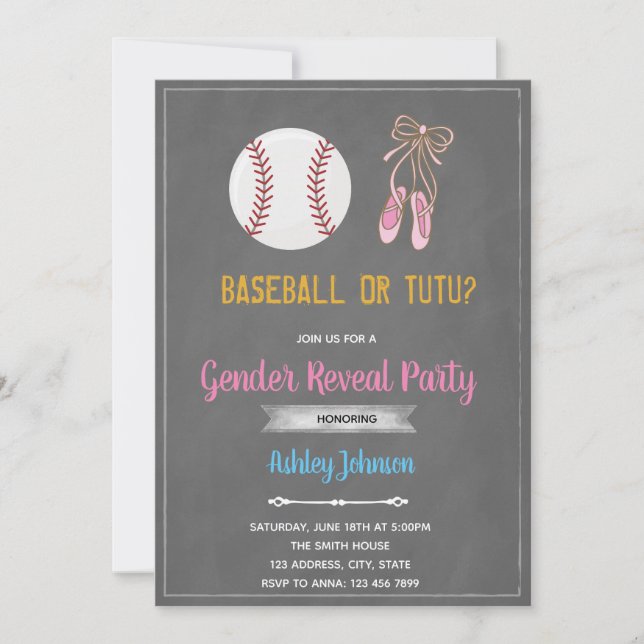 Invitation à une soirée de baseball ou de ballon (Devant)