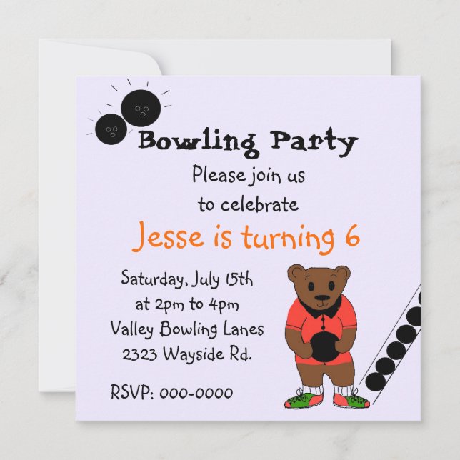 Invitation à une soirée de bowling (Devant)