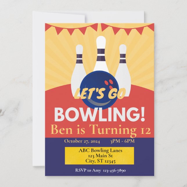 Invitation à une soirée de bowling (Devant)