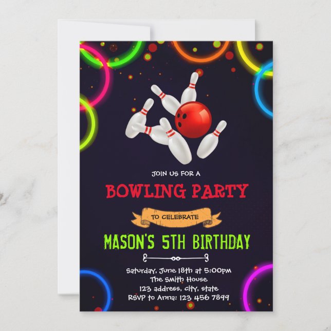 Invitation à une soirée de bowling (Devant)