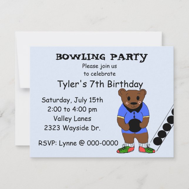 Invitation à une soirée de bowling (Devant)