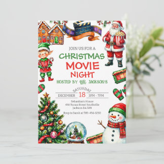 Invitation à une soirée de films de Noël pour la f