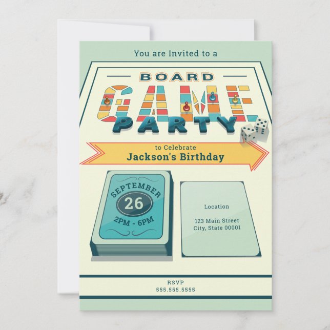 Invitation à une soirée de jeux de société (Devant)