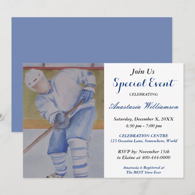 INVITATION À UNE SOIRÉE DE MATCH DE HOCKEY (Devant / Derrière)