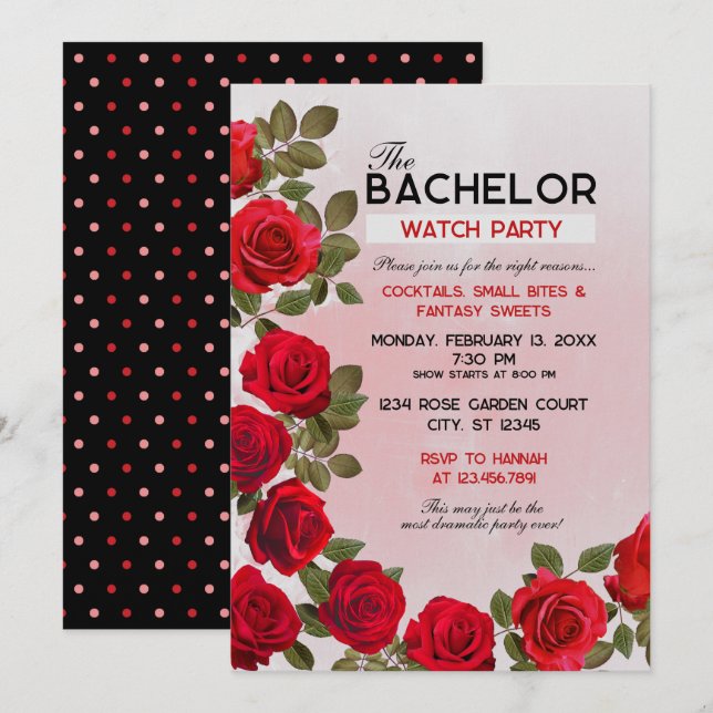 Invitation à une soirée de visionnage de Bachelor, (Devant / Derrière)