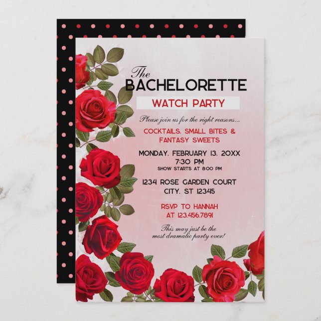 Invitation à une soirée de visionnage de Bachelore (Devant / Derrière)