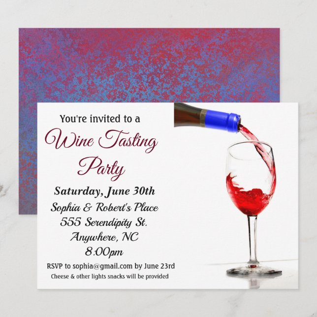 Invitation à une soirée dégustation de vin (Devant / Derrière)
