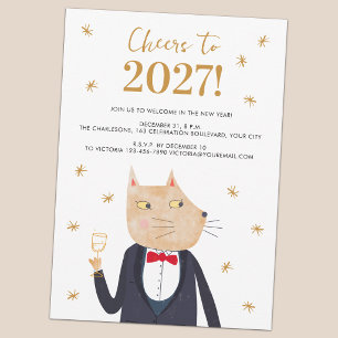 Invitation à une soirée du Nouvel An avec un chat