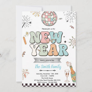 Invitation à une soirée du nouvel an rétro