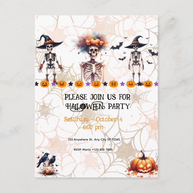 Invitation à une soirée Halloween – Soirée effraya (Devant)
