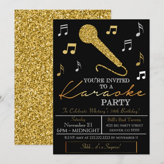 Invitation à une soirée karaoke pour adultes (Devant / Derrière)