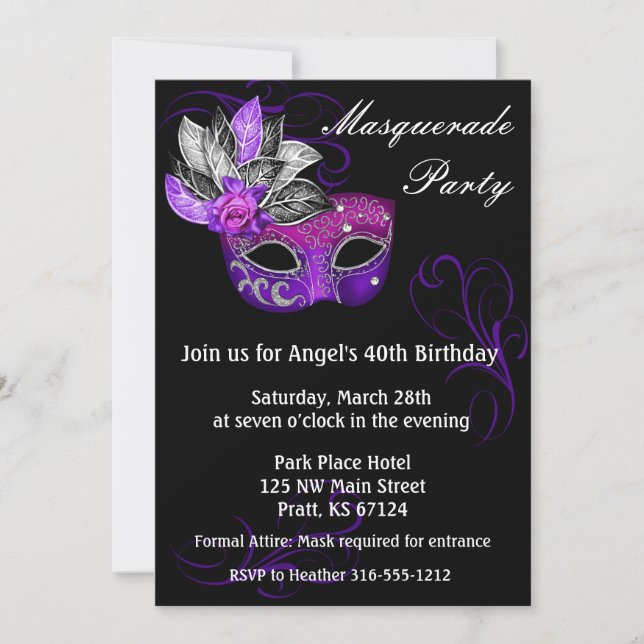 Invitation à une soirée masquée (Devant)