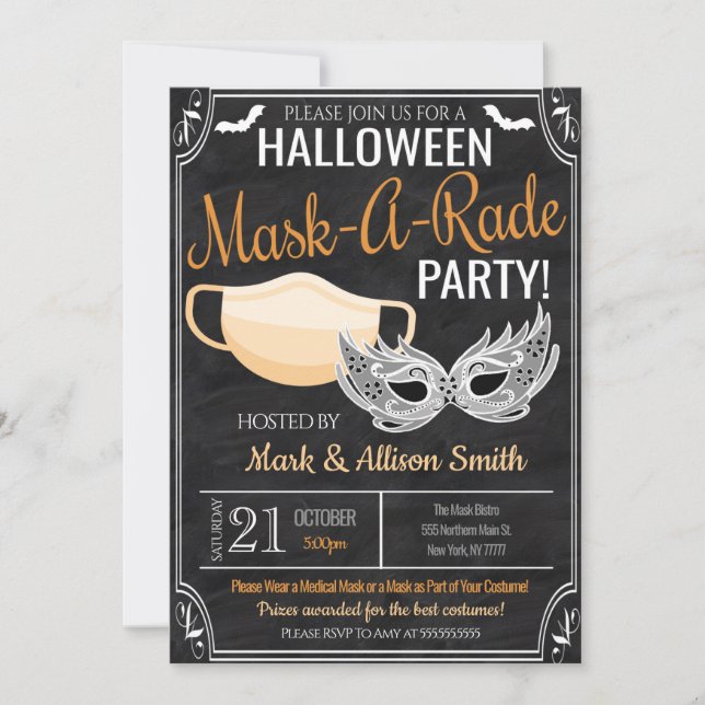 Invitation à une soirée masquée Halloween (Devant)