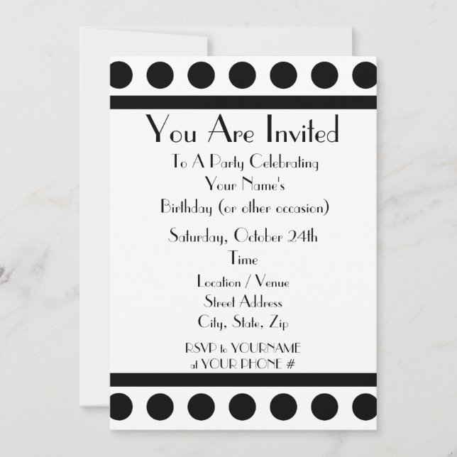 Invitation à une soirée noir et blanc (Devant)