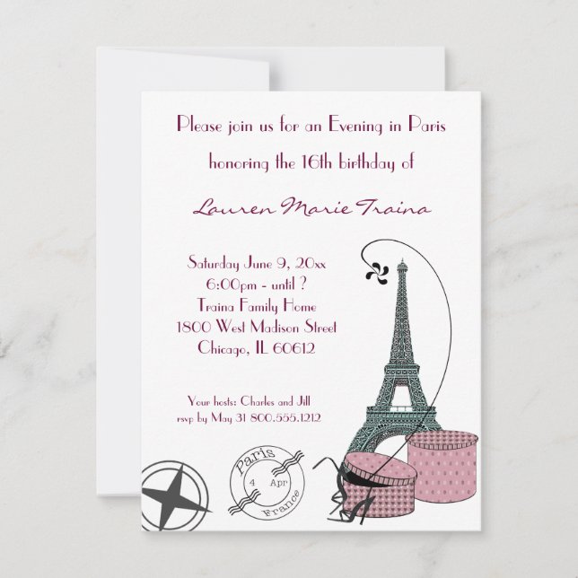 Invitation à une soirée parisienne (Devant)