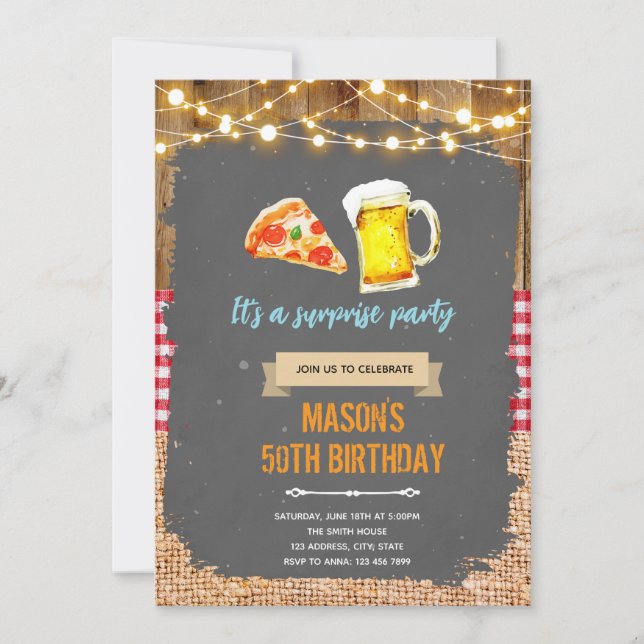 Invitation à une soirée pizza et bière (Devant)