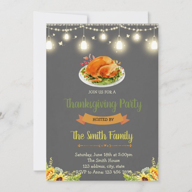 Invitation à une soirée potluck Friendsgiving (Devant)