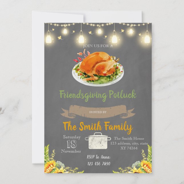 Invitation à une soirée potluck Friendsgiving (Devant)