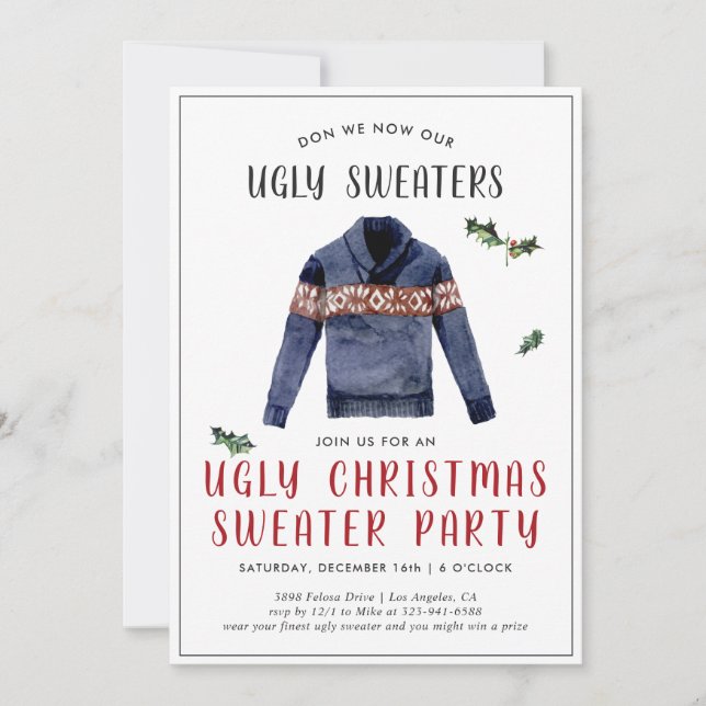 Invitation à une soirée pull de Noël laid (Devant)
