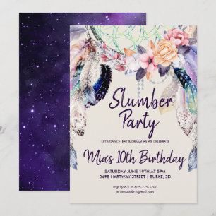 Invitation à une soirée pyjama attrape-rêves