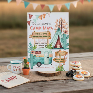 Invitation à une soirée pyjama de camping pour fil