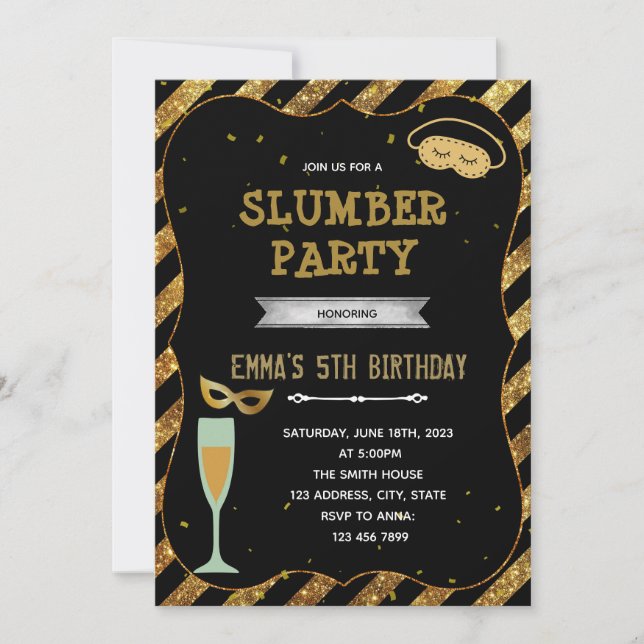Invitation à une soirée pyjama du nouvel an (Devant)