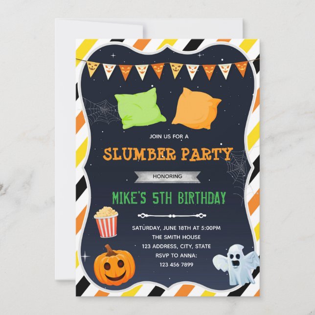 Invitation à une soirée pyjama Halloween (Devant)