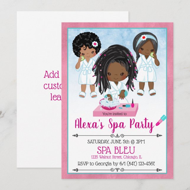 Invitation à une Soirée Spa Afro-Américain (Devant / Derrière)