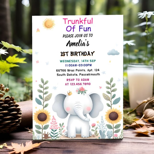 Invitation À Wood White Elephant Anniversaire Premier 1er Ann (Créateur téléchargé)