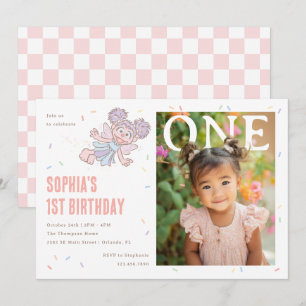 Invitation Abby Cadabby Confettis Roses Premier Anniversaire