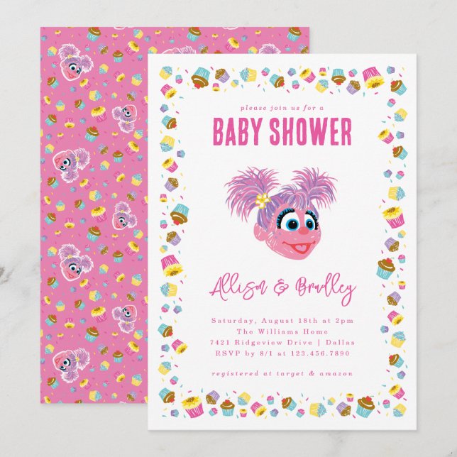 Invitation Abby Cadabby Pink Baby Shower Confetti (Devant / Derrière)