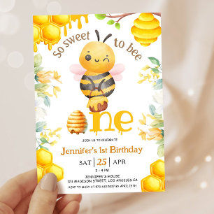 Invitation Abee 1er Anniversaire Fille tellement doux à être 