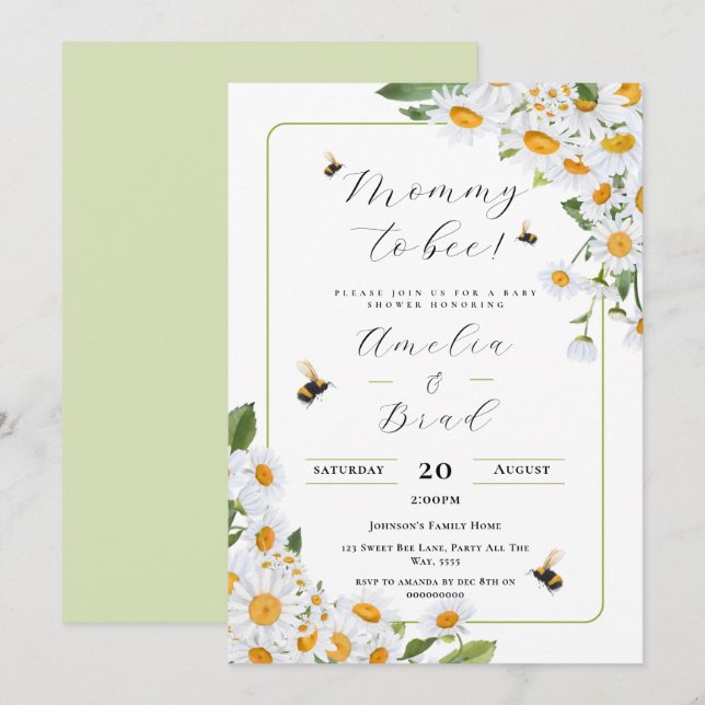 Invitation Abee Baby shower maman d'être aussi doux que peut  (Devant / Derrière)