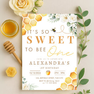 Invitation Abeille 1er anniversaire Sweet to Be One Girl Flor