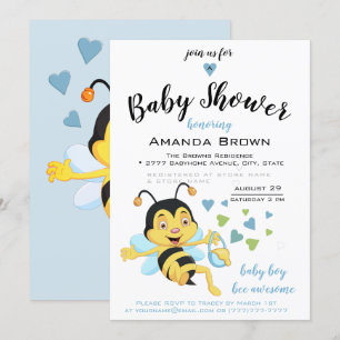 Invitation Abeille Bébé Magnifique Douche garçon  