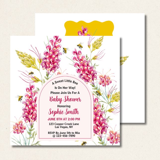 Invitation Abeille de miel, douce petite fille (Créateur téléchargé)