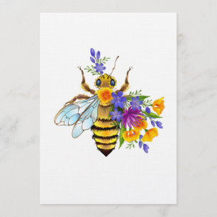 Invitation Abeille des fleurs avec plantes sauvages