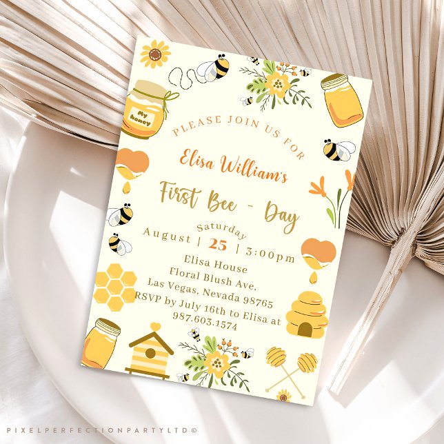 Invitation Abeille du premier jour baby shower (Créateur téléchargé)