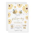 Abeille jaune mignonne et tournesol premier jour d